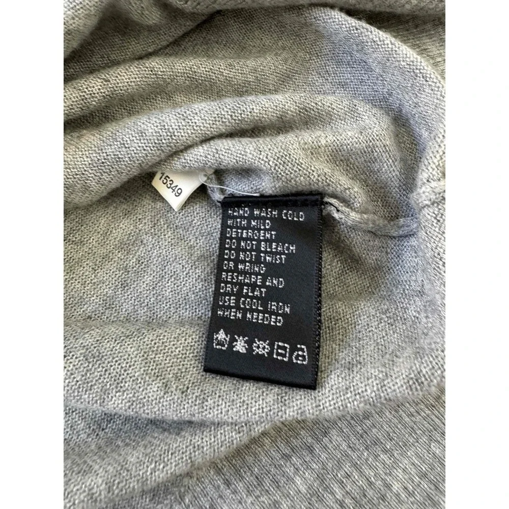 August Silk Sweater Women's Petite M Grey Long Sleeve Ruffle Professional Office